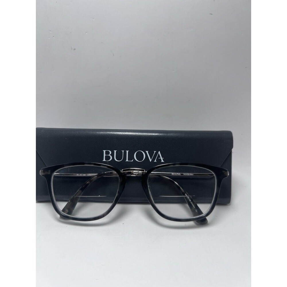 BULOVA Ridgeway Gray Square Full Rim Eyeglasses Frames Only 51-19-140 With Case